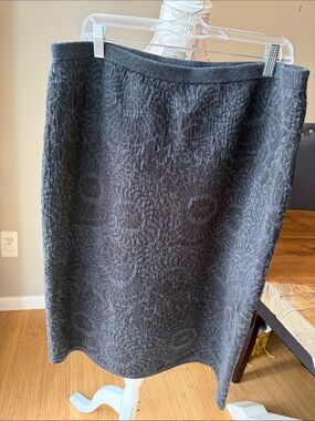 Eileen Fisher Wool Floral Print Knit Pencil Skirt